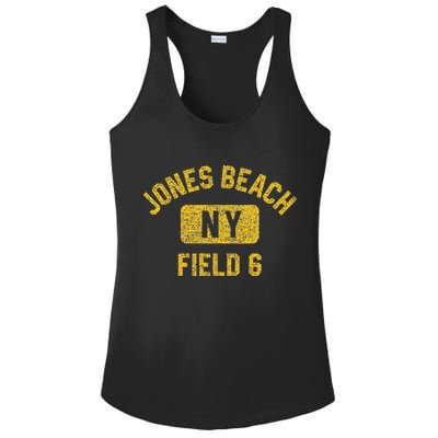 Jones Beach Field 6 Ny Gym Style Distressed Amber Print Ladies PosiCharge Competitor Racerback Tank
