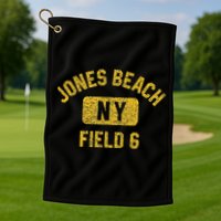 Jones Beach Field 6 Ny Gym Style Distressed Amber Print Golf Towel