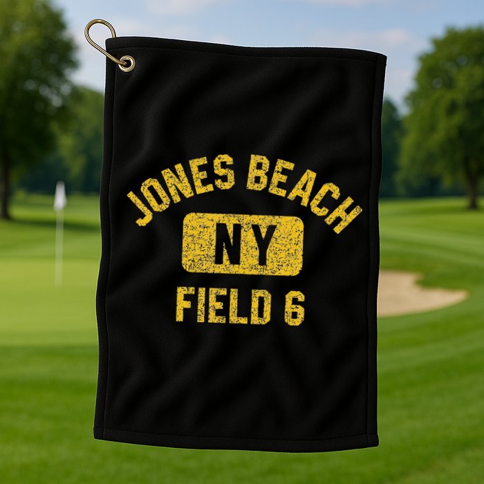 Jones Beach Field 6 Ny Gym Style Distressed Amber Print Golf Towel