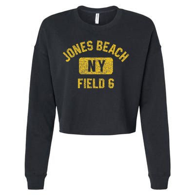 Jones Beach Field 6 Ny Gym Style Distressed Amber Print Cropped Pullover Crew