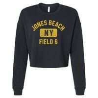 Jones Beach Field 6 Ny Gym Style Distressed Amber Print Cropped Pullover Crew