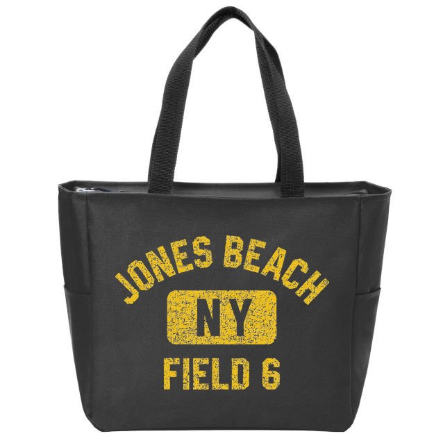 Jones Beach Field 6 Ny Gym Style Distressed Amber Print Zip Tote Bag