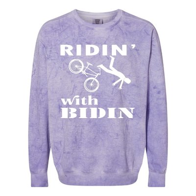 Joe Biden Falling, Funny Riding With Biden Colorblast Crewneck Sweatshirt