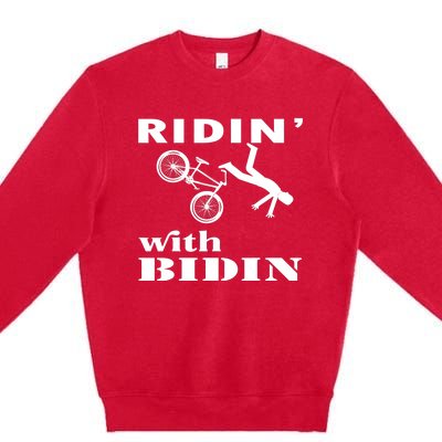 Joe Biden Falling, Funny Riding With Biden Premium Crewneck Sweatshirt