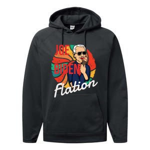 Joe Biden Flation Funny Ice Cream Anti Biden Performance Fleece Hoodie