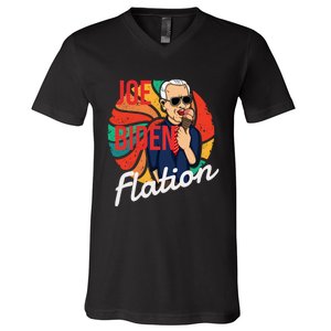 Joe Biden Flation Funny Ice Cream Anti Biden V-Neck T-Shirt