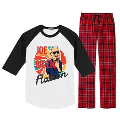 Joe Biden Flation Funny Ice Cream Anti Biden Raglan Sleeve Pajama Set