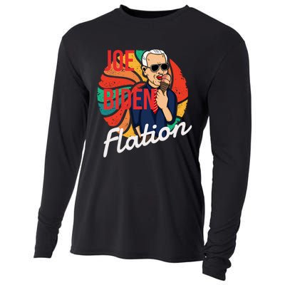 Joe Biden Flation Funny Ice Cream Anti Biden Cooling Performance Long Sleeve Crew