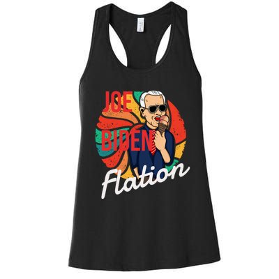 Joe Biden Flation Funny Ice Cream Anti Biden Women's Racerback Tank