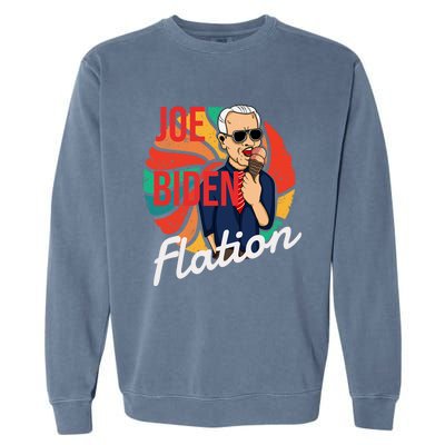 Joe Biden Flation Funny Ice Cream Anti Biden Garment-Dyed Sweatshirt