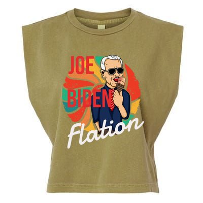 Joe Biden Flation Funny Ice Cream Anti Biden Garment-Dyed Women's Muscle Tee