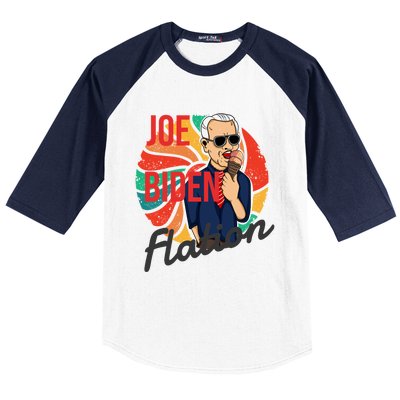 Joe Biden Flation Funny Ice Cream Anti Biden Baseball Sleeve Shirt