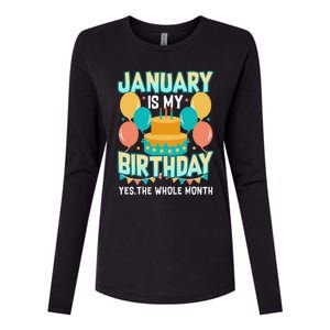 January Birthday Funny January is my Birthday Womens Cotton Relaxed Long Sleeve T-Shirt