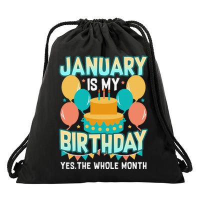 January Birthday Funny January is my Birthday Drawstring Bag