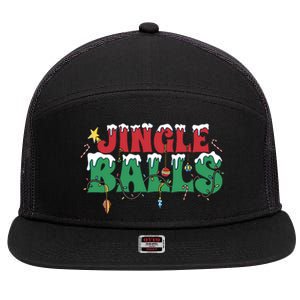 Jingle Balls Funny Christmas Holiday 7 Panel Mesh Trucker Snapback Hat