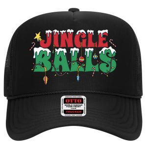 Jingle Balls Funny Christmas Holiday High Crown Mesh Back Trucker Hat