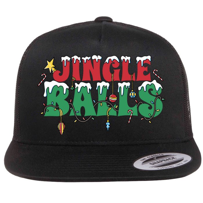 Jingle Balls Funny Christmas Holiday Flat Bill Trucker Hat