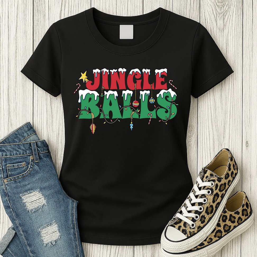 Jingle Balls Funny Christmas Holiday Womens T-Shirt