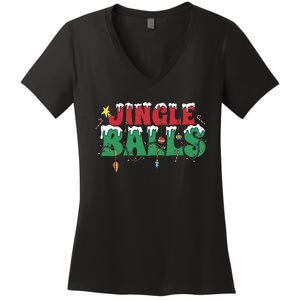 Jingle Balls Funny Christmas Holiday Women's V-Neck T-Shirt