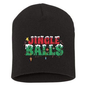 Jingle Balls Funny Christmas Holiday Short Acrylic Beanie