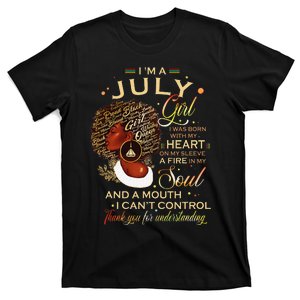 July Birthday Funny Melanin Afro Queen For Black Women T-Shirt