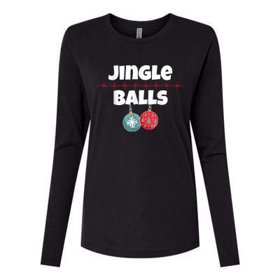 Jingle Balls Funny Matching Couple Chestnuts Womens Cotton Relaxed Long Sleeve T-Shirt