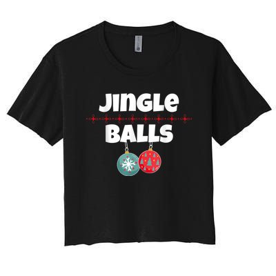 Jingle Balls Funny Matching Couple Chestnuts Women's Crop Top Tee