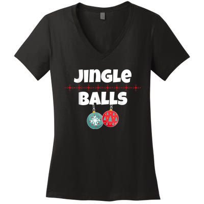 Jingle Balls Funny Matching Couple Chestnuts Women's V-Neck T-Shirt