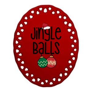 Jingle Balls Festive Christmas Holiday Ceramic Oval Ornament