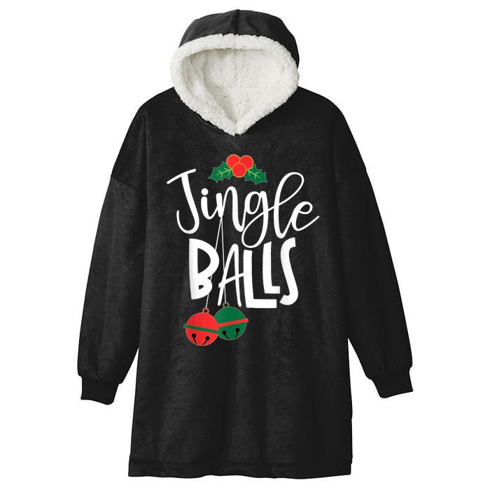 Jingle Balls Funny Couple Matching Christmas Pjs Hooded Wearable Blanket