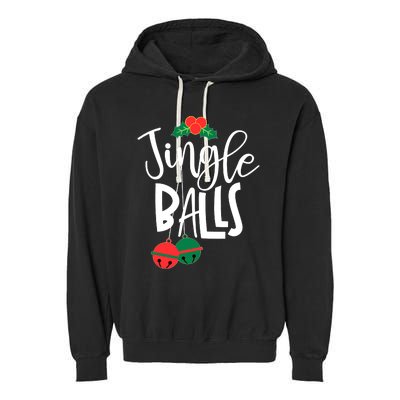 Jingle Balls Funny Couple Matching Christmas Pjs Garment-Dyed Fleece Hoodie