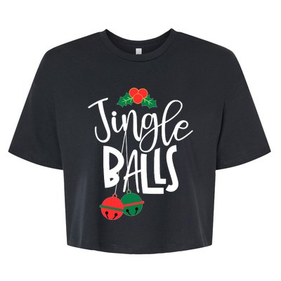 Jingle Balls Funny Couple Matching Christmas Pjs Bella+Canvas Jersey Crop Tee