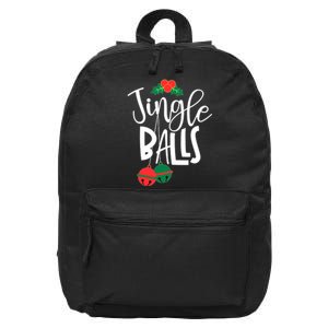 Jingle Balls Funny Couple Matching Christmas Pjs 16 in Basic Backpack