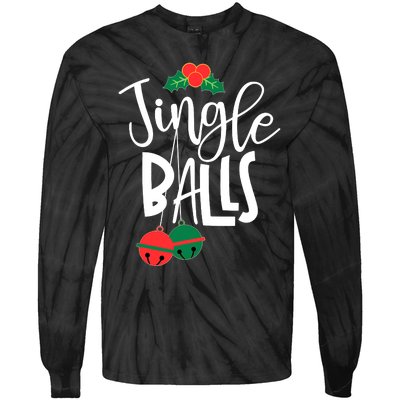 Jingle Balls Funny Couple Matching Christmas Pjs Tie-Dye Long Sleeve Shirt