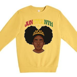 Juneteenth Black Female Crown Pride Premium Crewneck Sweatshirt