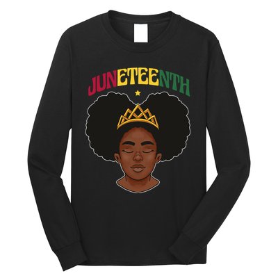 Juneteenth Black Female Crown Pride Long Sleeve Shirt