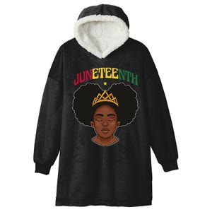 Juneteenth Black Female Crown Pride Hooded Wearable Blanket