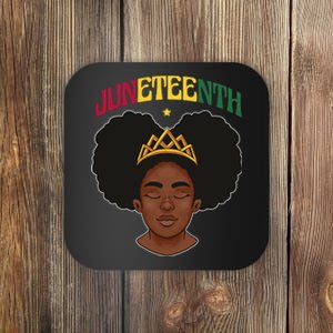 Juneteenth Black Female Crown Pride Coaster