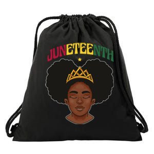 Juneteenth Black Female Crown Pride Drawstring Bag