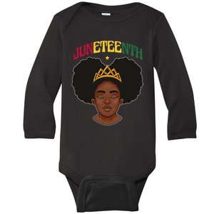 Juneteenth Black Female Crown Pride Baby Long Sleeve Bodysuit