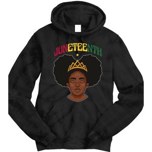 Juneteenth Black Female Crown Pride Tie Dye Hoodie