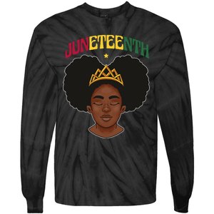 Juneteenth Black Female Crown Pride Tie-Dye Long Sleeve Shirt