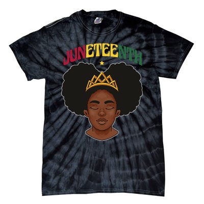 Juneteenth Black Female Crown Pride Tie-Dye T-Shirt