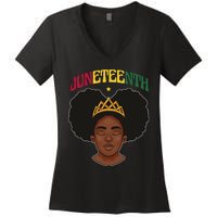 Juneteenth Black Female Crown Pride Women's V-Neck T-Shirt