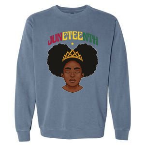 Juneteenth Black Female Crown Pride Garment-Dyed Sweatshirt