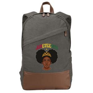 Juneteenth Black Female Crown Pride Cotton Canvas Backpack