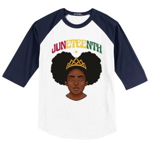 Juneteenth Black Female Crown Pride Baseball Sleeve Shirt