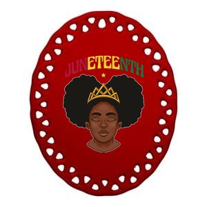 Juneteenth Black Female Crown Pride Ceramic Oval Ornament