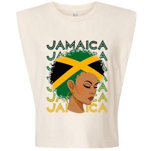 Jamaican Black Girl Jamaica Flag Hair Garment-Dyed Women's Muscle Tee