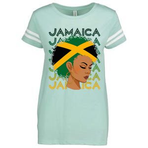 Jamaican Black Girl Jamaica Flag Hair Enza Ladies Jersey Football T-Shirt